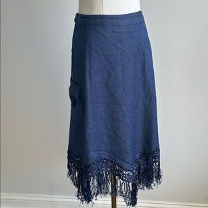 VTG Women’s Silk Cotton Blend Embroidered Fringe‎ Boho Coastal Cowgirl Skirt 14